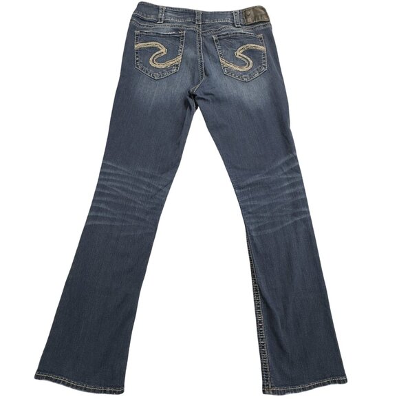 Silver Womens Size W31/L33 Blue Suki Mid Rise Slim Boot Jeans Super Stretch - Picture 2 of 14